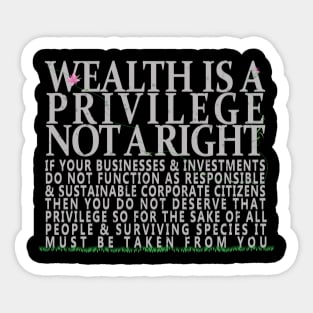 Wealth Is A Privilege Sticker